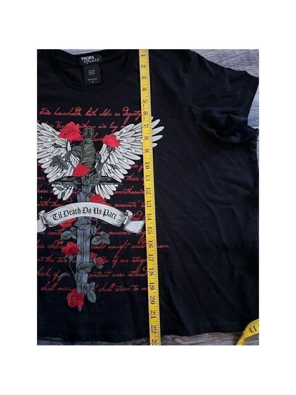 Dark Romance Winged Dagger Boxy Girls Crop T-Shirt Plus Size 1 - Picture 6 of 7